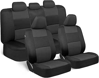 BDK PolyPro Car Seat Covers Full Set in Charcoal on Black – Front and Rear Split Bench for Cars, Easy to Install Cover Set, Accessories Auto Trucks...