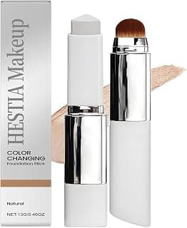 Color Changing Foundation Stick, Natural Shade for Fair to Medium Skin | Lightweight Balm-to-Cream Formula with Built-in Brush, Blends to A Natural...
