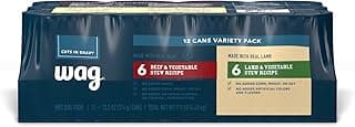 Amazon Brand - Wag Wet Dog Food Stew Variety Pack, Lamb & Beef Cuts in Gravy, Made with Natural Ingredients, 13.2 Ounce Cans (Pack of 12)