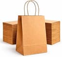 HURUC 50 PCS Brown Paper Bags with Handles, 130 GSM Thick Kraft Gift Bags, Large Eco Friendly Shopping Bags for Retail, Wedding, Christmas, Easter,...