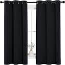 NICETOWN Pitch Black Solid Thermal Insulated Grommet Blackout Curtains/Drapes for Bedroom Window (2 Panels, 42 inches Wide by 63 inches Long, Black)