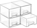 Vtopmart 4 Pack Small Clear Stackable Storage Drawers,Acrylic Bathroom Makeup Organizer,Plastic Storage Bins For Vanity, Undersink, Kitchen Cabinet...