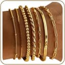 Mothers Day Gifts, 7PCS Gold Bracelets for Women - 14K Real Gold Plated Beaded Bracelets Set Rope Paperclip Chain Stackable Bracelet Non Tarnish, Friendship Birthday Jewelry Gifts for Women