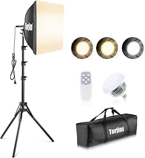 Torjim Softbox Photography Lighting Kit, 16'' x 16'' Professional Softbox Lighting Kit with 85W 3000-7500K LED Bulbs, Studio Lights for Photography...