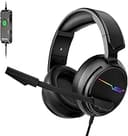 Jeecoo V20U USB Pro Gaming Headset for PC - 7.1 Surround Sound Headphones with Noise Cancelling Microphone- Memory Foam Ear Pads RGB Lights for Lap...