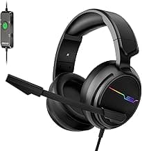 Jeecoo V20U USB Pro Gaming Headset for PC - 7.1 Surround Sound Headphones with Noise Cancelling Microphone- Memory Foam Ear Pads RGB Lights for Lap...