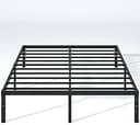 NEW JETO Metal Bed Frame,Queen Size Bed Frame with Storage Space,Heavy Duty Sturdy Mattress Foundation,Easy Assembly,No Box Spring Needed, Black,14 Inch,Queen,Bedroom Furniture
