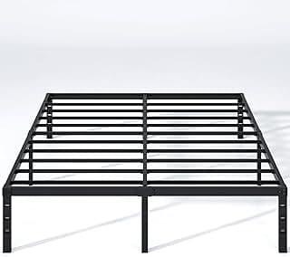 NEW JETO Metal Bed Frame,Queen Size Bed Frame with Storage Space,Heavy Duty Sturdy Mattress Foundation,Easy Assembly,No Box Spring Needed, Black,14...