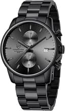 Fashion Business Mens Watches with Stainless Steel Waterproof Chronograph Quartz Watch for Men, Auto Date