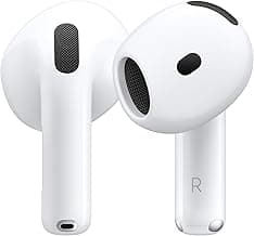 Apple AirPods 4 Wireless Earbuds, Bluetooth Headphones, Personalized Spatial Audio, Sweat and Water Resistant, USB-C Charging Case, H2 Chip, Up to ...