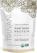 Truvani Organic Plant Based Protein Powder | Vanilla | 20g Pea Protein | 18 Servings | Vegan & Keto | Gluten & Dairy Free | Low Carb | No Added Sugar