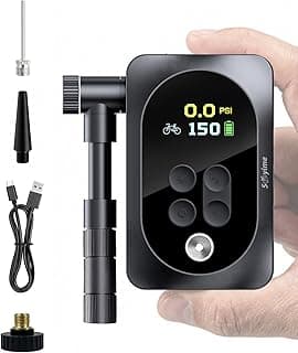 150PSI Electric Bike Pump with LED Light – Portable Cordless Bicycle Tire Inflator, 1400mAh Battery, 5 Preset Modes & Auto Stop – for Road MTB E-Bi...