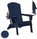 Plawdlik Folding Adirondack Chair, SGS Tested, Wooden Textured with Cup Holder, Heavy All-Weather HDPE Comfortable Set Poolside Backyard Lawn Navy ...