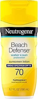 Neutrogena Sunscreen Lotion Beach Defense SPF 70, Face & Body Sunscreen, Broad Spectrum, Fast Absorbing, 6.7 Fl Oz, Water Resistant 80 Min, Oil-Fre...