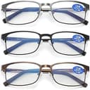 Reading Glasses for Men - 3 Pack Blue Light Blocking Men's Metal Readers