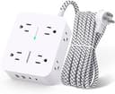 Surge Protector Power Strip - HANYCONY 8 Outlets 4 USB (2 USB C) Charging Ports, Multi Plug Outlet Extender, 5Ft Braided Extension Cord, Flat Plug ...