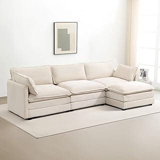 ROWHY Oversized Modular Sectional Sofa with Movable Ottoman, 112 Inch 4 Seat Modern Corduroy Sofa Set, Convertible L Shaped Couch for Living Room a...