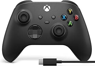 Xbox Wireless Gaming Controller + USB-C® Cable (2025) – Carbon Black – Play on Xbox, Windows, Android, iOS, FireTV Sticks, Smart TVs, VR Headsets
