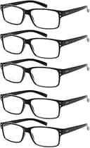 NORPERWIS Reading Glasses 5 Pairs Quality Readers Spring Hinge Glasses for Reading for Men and Women (5BLACK, 1.50)
