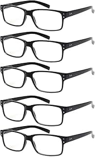 NORPERWIS Reading Glasses 5 Pairs Quality Readers Spring Hinge Glasses for Reading for Men and Women (5BLACK, 1.50)