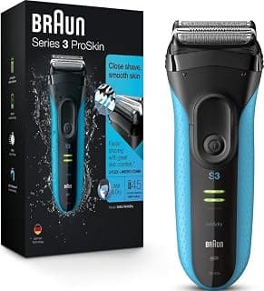 Braun Electric Series 3 Razor with Precision Trimmer, Rechargeable, Wet & Dry Foil Shaver for Men, Blue/Black, 4 Piece | Precision Trimmer, Recharg...