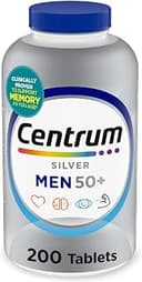 Centrum Silver Men's 50+ Multivitamin with Vitamin D3, B-Vitamins, Zinc for Memory and Cognition - 200 Tablets | Contains Vitamins D3, E, B6, and B...