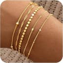 Gold Bracelets for Women, 14K Gold Plated Stackable Bracelet Stack Set Adjustable Charm Paperclip Chain Snake Link Layered Waterproof Jewelry Sets ...