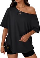 Womens Off the Shoulder Tops Oversized T-Shirts Short Sleeve Tees Summer 2026 Casual Spring Clothes