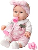 ZNTWEI 12'' Baby Doll Playset in Gift Box with Pink Cherry Pattern Clothes Accessories,Pacifier,Feeding Bottle.First Baby Dolls for Toddlers 3+ and Up