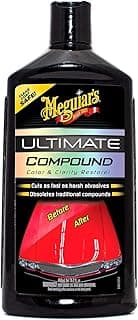 Meguiar’s Ultimate Compound, Pro-Grade Car Scratch Remover for Paint Correction, Removes Swirls and Defects While Restoring Gloss and Shine, Christ...