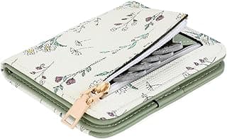 Small Wallet for Women RFID Leather Bifold Slim Card Holder Cute Flower Wallet for Women with Zipper Coin Pocket
