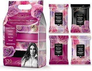Rachel Roy 4 Pack Face Wipes for Women - Cleansing Makeup Remover Wipes with Vitamin C, Retinol, Collagen & Aloe Vera - 120 Pcs