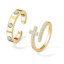 Gold Ring Sets for Women Non Tarnish 14k Gold Plated Dainty Love Cubic Zirconia Cross Rings Stackable Promise Ring Wedding Band Jewelry Gifts