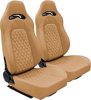 2 Pack Racing Seats, PVC Leather Universal Bucket Seats Pair with Dual Lock Sliders for Front-Back Adjustment - Automotive Racing Seats Pair for Ca...