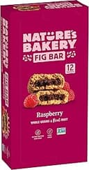 Nature’s Bakery Whole Wheat Fig Bars, Raspberry, Real Fruit, Vegan, Non-GMO, Snack bar, 1 box with 12 twin packs (12 twin packs)