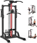 450LB Multi-Function Smith Machine with LAT Pulldown System, Power Cage Home Gym, Cable Crossover & Squat Rack Training Equipment
