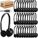 USB-C Classroom Headphones Bulk 50 Pack – Durable On-Ear Headset for Students K-12 Schools, USB Type-C Plug Compatible with Chromebook Laptop PC Ta...