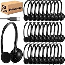 USB-C Classroom Headphones Bulk 50 Pack – Durable On-Ear Headset for Students K-12 Schools, USB Type-C Plug Compatible with Chromebook Laptop PC Ta...