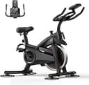 CURSOR FITNESS Exercise Bike, Quiet Belt Drive Stationary Bike for Home with 0-100 Resistance & App, 300 LB High Carbon Steel Training Bike, Indoor...