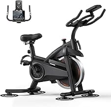 CURSOR FITNESS Exercise Bike, Quiet Belt Drive Stationary Bike for Home with 0-100 Resistance & App, 300 LB High Carbon Steel Training Bike, Indoor...