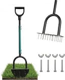 Manual Edger Lawn Tool and Aerator Set, 2-in-1 Heavy Duty Half Moon Edger & Spike Aerator with Ergonomic D-Handle, Tool-Free Assembly with Hand Scr...