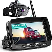 Wireless Backup Camera, 7 Inch Monitor Rear View Camera System for RV, Trailers, Trucks, 5th Wheels, Support 2 Cameras, IP69 Waterproof 18 LED IR N...