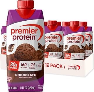 Premier Protein 30g High Protein Shake, Chocolate, 12 Pack | 160 Calories, 24 Vitamins & Minerals, No Added Sugar, Supports Muscle Health, Gluten-F...