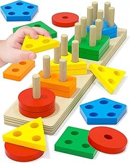 Montessori Toys for 1 2 3 Year Old Boy Girl, Toddler Learning Toys Gifts | Montessori Toy, Toddler Toy 2-3, Boy Girl Birthday Gifts, Wooden Block, ...