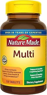 Nature Made Multivitamin Tablets with Iron, for Women and Men, Daily Nutritional Support, Multi Vitamins for Adults, 130 Tablets, 130 Day Supply