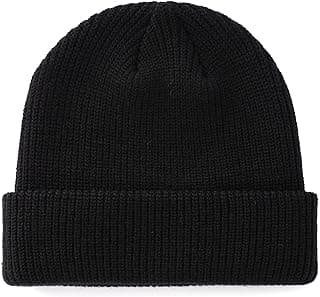 Classic Double Layer Knit Beanie Hat Warm Thick Acrylic Winter Hats Daily Cuffed Beanies Watch Hat for Men Women
