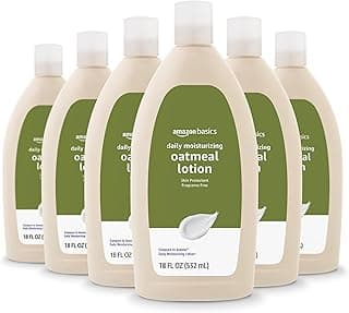 Amazon Basics Daily Oatmeal Body Lotion and Skin Protectant Moisturizer, Fragrance Free, 18 Fl Oz (Pack of 6) (Previously Solimo)