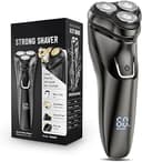 Electric Razor for Men Waterproof: 5D Floating Rotary Shaver for Travel Wet or Dry - 𝐒𝐞𝐧𝐬𝐢𝐭𝐢𝐯𝐞 𝐒𝐤𝐢𝐧 𝐂𝐚𝐫𝐞, USB Fast Charging, Stainless Steel Blades, Pop-up Trimmer Chic Black