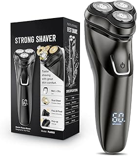 Electric Razor for Men Waterproof: 5D Floating Rotary Shaver for Travel Wet or Dry - 𝐒𝐞𝐧𝐬𝐢𝐭𝐢𝐯𝐞 𝐒𝐤𝐢𝐧 𝐂𝐚𝐫𝐞, USB Fast Charging, Stain...