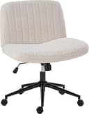 OLIXIS Criss Cross Chair with Wheels Wide Cross Legged Office Desk Vanity Chair Comfy Fabric Armless Adjustable Swivel for Home Computer Task Teddy...
